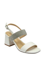 Lotus White Open-Toe Block-Heel Sandals - Image 1 of 4