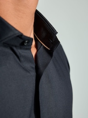 Black/Ivory White Regular Fit Single Cuff 100% Cotton Shirt And Bow Tie - Image 5 of 6