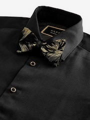Black Swirl Bow Slim Fit Single Cuff 100% Cotton Shirt And Bow Tie - Image 1 of 7