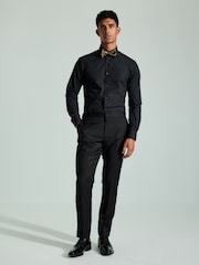 Black Swirl Bow Slim Fit Single Cuff 100% Cotton Shirt And Bow Tie - Image 3 of 7