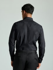 Black Swirl Bow Slim Fit Single Cuff 100% Cotton Shirt And Bow Tie - Image 4 of 7