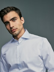 Blue Signature Slim Fit Single Cuff 100% Pima Cotton Shirt With Sateen Finish - Image 4 of 8