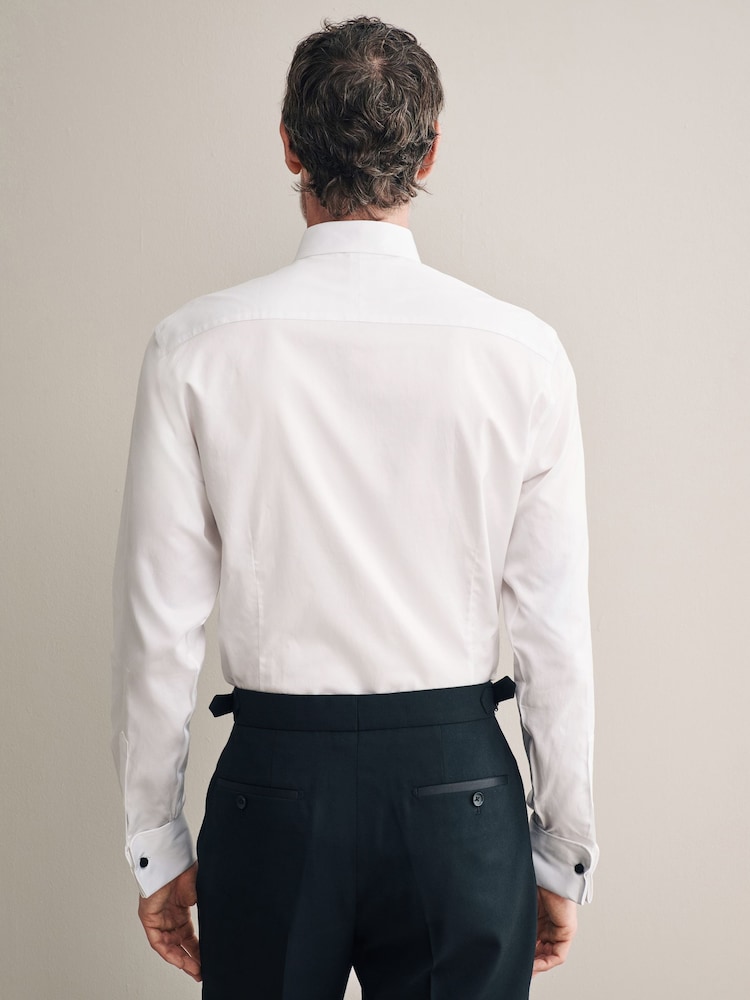 White Occasion Signature Slim Double Cuff 100% Pima Cotton Dress Shirt With Cutaway Collar - Image 2 of 7
