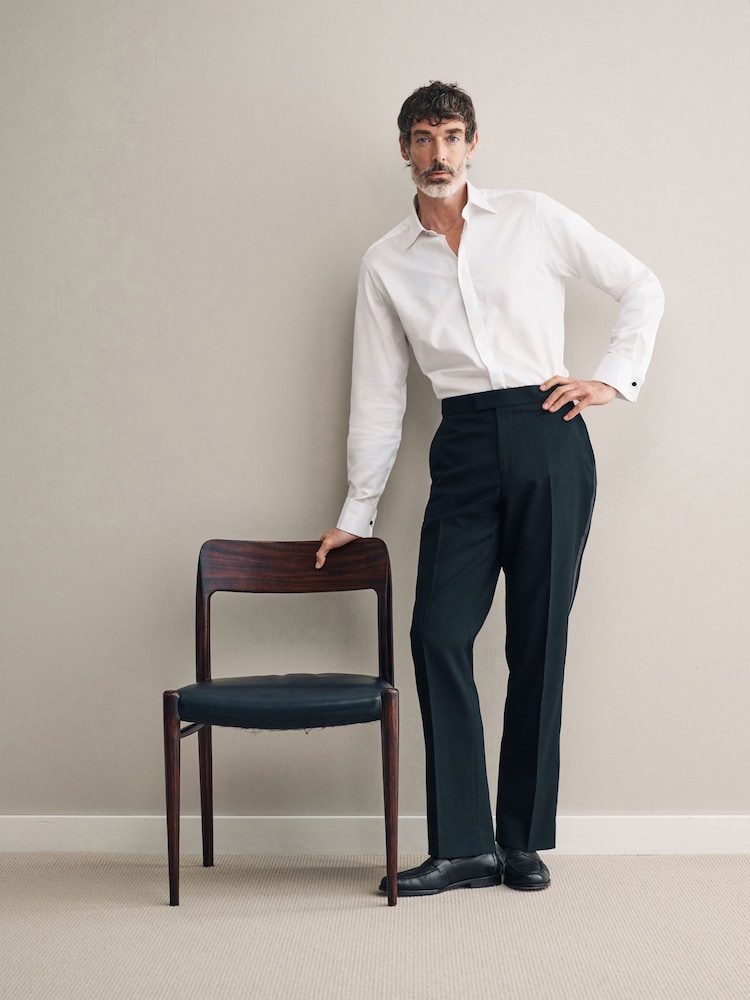 White Occasion Signature Slim Double Cuff 100% Pima Cotton Dress Shirt With Cutaway Collar - Image 3 of 7