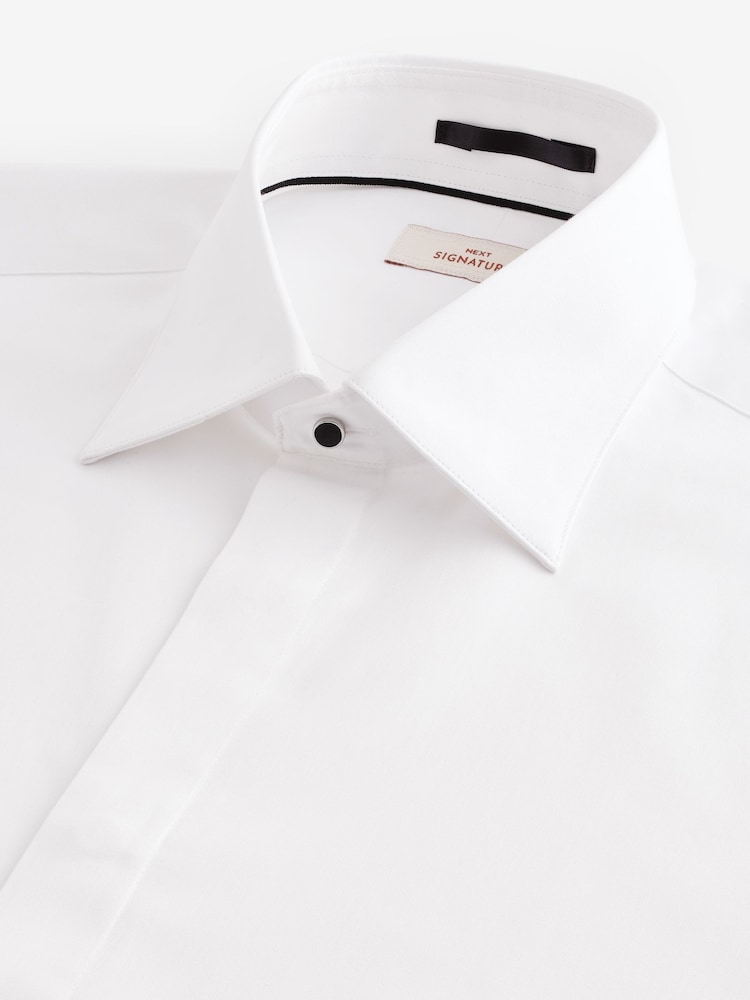 White Occasion Signature Slim Double Cuff 100% Pima Cotton Dress Shirt With Cutaway Collar - Image 6 of 7