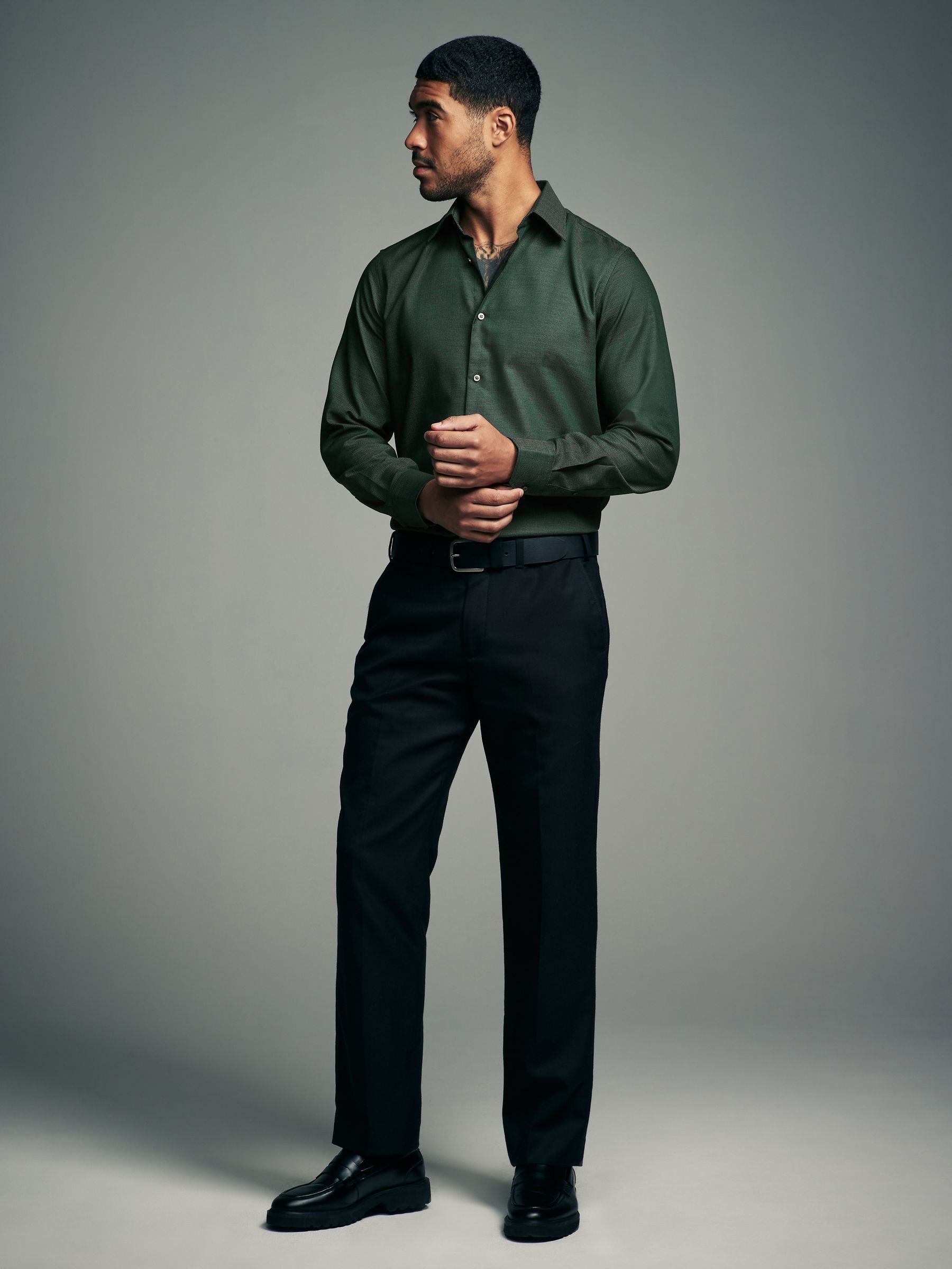 Buy Forest Green Regular Fit Trimmed Easy Care Single Cuff Oxford Shirt  from Next Slovakia