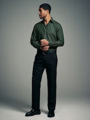 Forest Green Regular Fit Trimmed Easy Care Single Cuff Oxford Shirt - Image 1 of 3