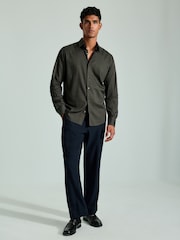 Green Geometric Regular Fit Printed Long Sleeve Single Cuff Formal 100% Cotton Shirt - Image 2 of 8
