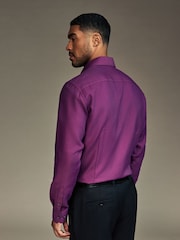 Purple Slim Fit Trimmed Easy Care Single Cuff Oxford Shirt - Image 2 of 9