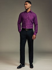 Purple Slim Fit Trimmed Easy Care Single Cuff Oxford Shirt - Image 3 of 9