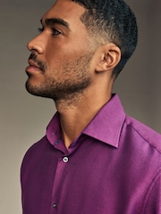 Purple Slim Fit Trimmed Easy Care Single Cuff Oxford Shirt - Image 4 of 9