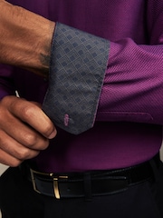 Purple Slim Fit Trimmed Easy Care Single Cuff Oxford Shirt - Image 5 of 9