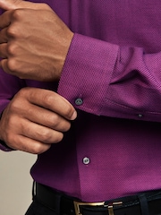 Purple Slim Fit Trimmed Easy Care Single Cuff Oxford Shirt - Image 6 of 9