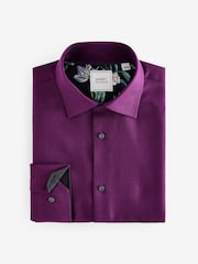 Purple Slim Fit Trimmed Easy Care Single Cuff Oxford Shirt - Image 7 of 9