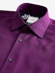 Purple Slim Fit Trimmed Easy Care Single Cuff Oxford Shirt - Image 9 of 9