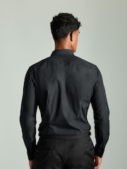 Black Sateen Finish Slim Fit Double Cuff Shirt And Bow Tie Pack - Image 2 of 8