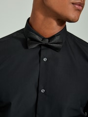 Black Sateen Finish Slim Fit Double Cuff Shirt And Bow Tie Pack - Image 3 of 8