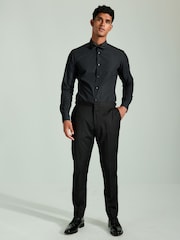 Black Sateen Finish Slim Fit Double Cuff Shirt And Bow Tie Pack - Image 5 of 8