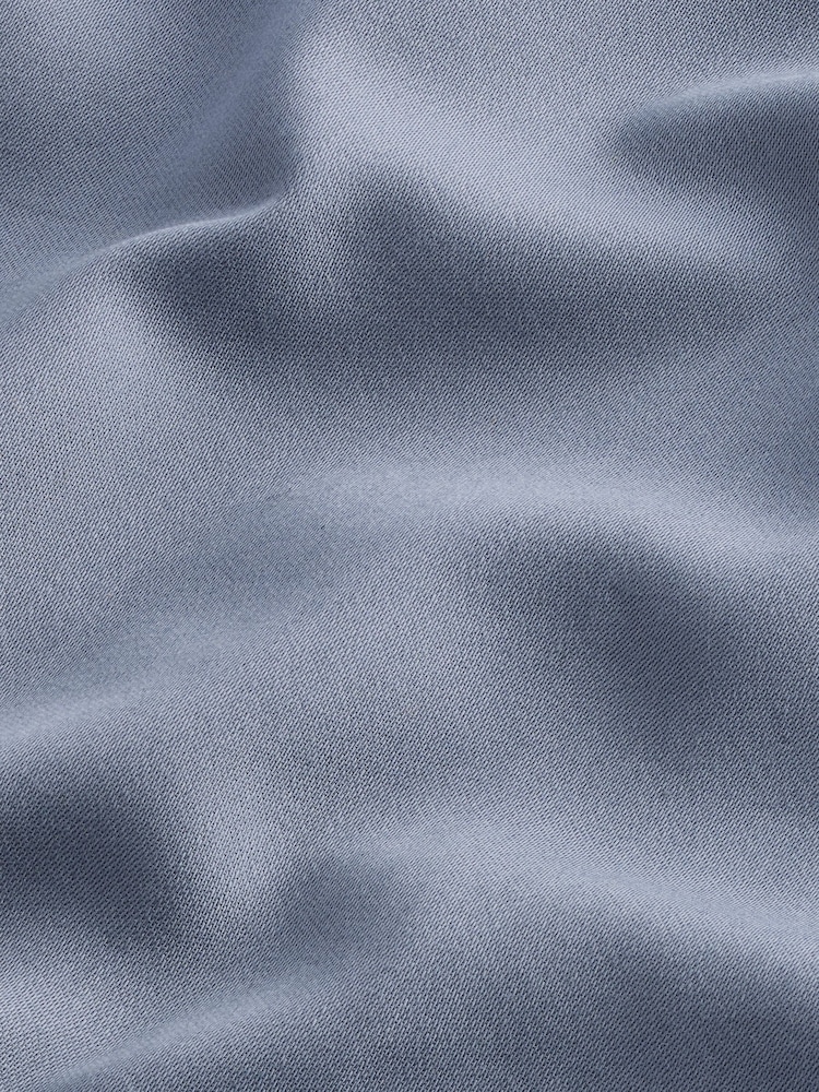 Dusky Blue Slim Fit 100% Cotton Long Sleeve Single Cuff Sateen Piped Shirt - Image 8 of 8