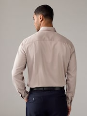 Neutral Brown Regular Fit 100% Cotton Long Sleeve Single Cuff Sateen Piped Shirt - Image 2 of 8