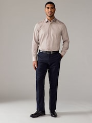 Neutral Brown Regular Fit 100% Cotton Long Sleeve Single Cuff Sateen Piped Shirt - Image 3 of 8