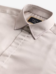 Neutral Brown Regular Fit 100% Cotton Long Sleeve Single Cuff Sateen Piped Shirt - Image 7 of 8