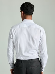 White Textured/Black Slim Fit Double Cuff Shirt And Bow Tie Pack - Image 2 of 8