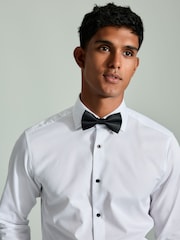White Textured/Black Slim Fit Double Cuff Shirt And Bow Tie Pack - Image 4 of 8