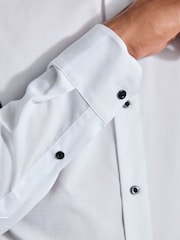 White Textured/Black Slim Fit Double Cuff Shirt And Bow Tie Pack - Image 5 of 8