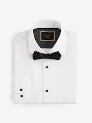 White Textured/Black Slim Fit Double Cuff Shirt And Bow Tie Pack - Image 6 of 8