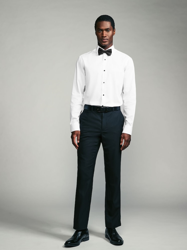White Textured/Black Bow Tie Regular Fit Single Cuff Shirt And Bow Tie Pack - Image 2 of 8