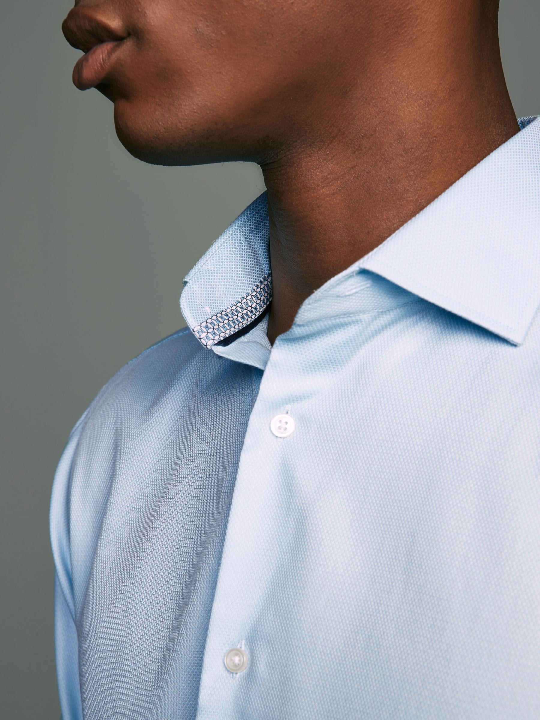 Buy Light Blue Regular Fit Textured 100% Cotton Poplin Long