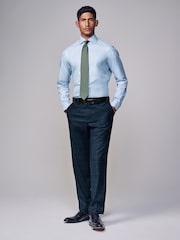 Blue Slim Fit Signature Single Cuff Texture Pima Cotton Shirt With Cutaway Collar - Image 2 of 8