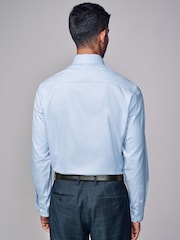 Blue Slim Fit Signature Single Cuff Texture Pima Cotton Shirt With Cutaway Collar - Image 4 of 8