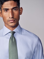 Blue Slim Fit Signature Single Cuff Texture Pima Cotton Shirt With Cutaway Collar - Image 5 of 8