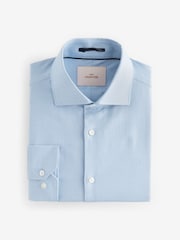 Blue Slim Fit Signature Single Cuff Texture Pima Cotton Shirt With Cutaway Collar - Image 6 of 8