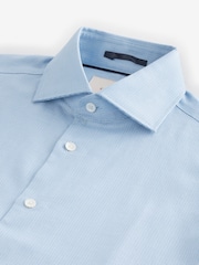 Blue Slim Fit Signature Single Cuff Texture Pima Cotton Shirt With Cutaway Collar - Image 7 of 8