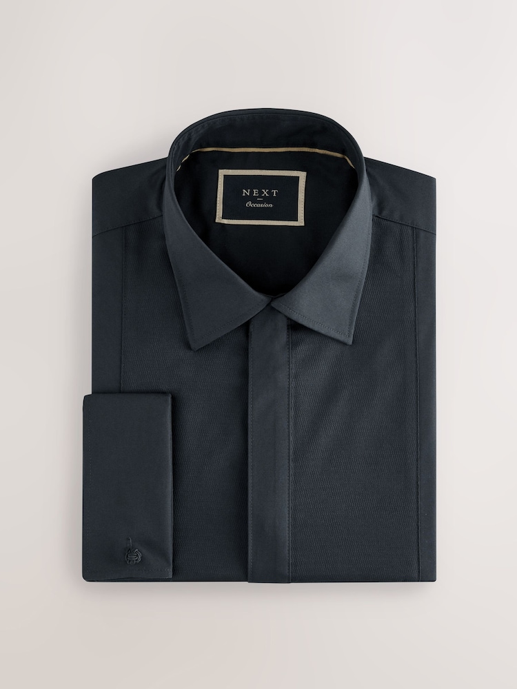 Buy Black Regular Fit Textured Bib Long Sleeve Double Cuff Dress Shirt With  Cutaway Collar from Next USA