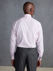 Light Pink Slim Fit Signature Premium 100% Cotton Textured Long Sleeve Single Cuff Shirt - Image 3 of 7