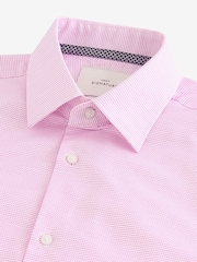 Light Pink Slim Fit Signature Premium 100% Cotton Textured Long Sleeve Single Cuff Shirt - Image 6 of 7