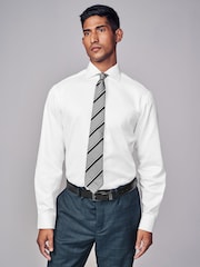 White Slim Fit Signature Single Cuff Texture Pima Cotton Shirt With Cutaway Collar - Image 1 of 8