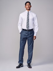 White Slim Fit Signature Single Cuff Texture Pima Cotton Shirt With Cutaway Collar - Image 2 of 8