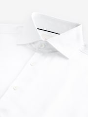 White Slim Fit Signature Single Cuff Texture Pima Cotton Shirt With Cutaway Collar - Image 7 of 8