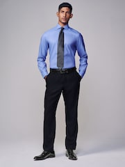 Mid Blue Slim Fit Signature Single Cuff Texture Pima Cotton Shirt With Cutaway Collar - Image 2 of 10
