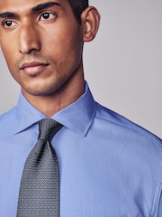 Mid Blue Slim Fit Signature Single Cuff Texture Pima Cotton Shirt With Cutaway Collar - Image 6 of 10
