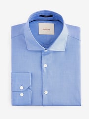 Mid Blue Slim Fit Signature Single Cuff Texture Pima Cotton Shirt With Cutaway Collar - Image 8 of 10