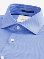 Mid Blue Slim Fit Signature Single Cuff Texture Pima Cotton Shirt With Cutaway Collar - Image 9 of 10