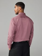 Dusky Pink Slim Fit 100% Cotton Long Sleeve Single Cuff Sateen Piped Shirt - Image 2 of 8