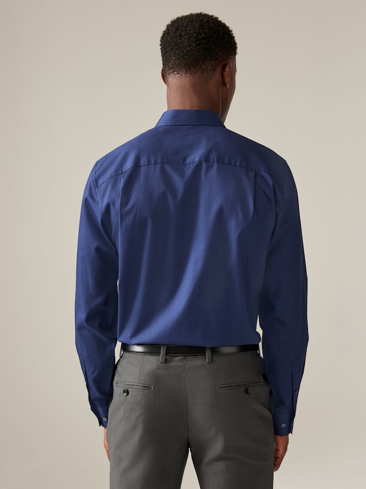Sapphire Blue Regular Fit Easy Care Textured Single Cuff Smart Shirt - Image 3 of 8