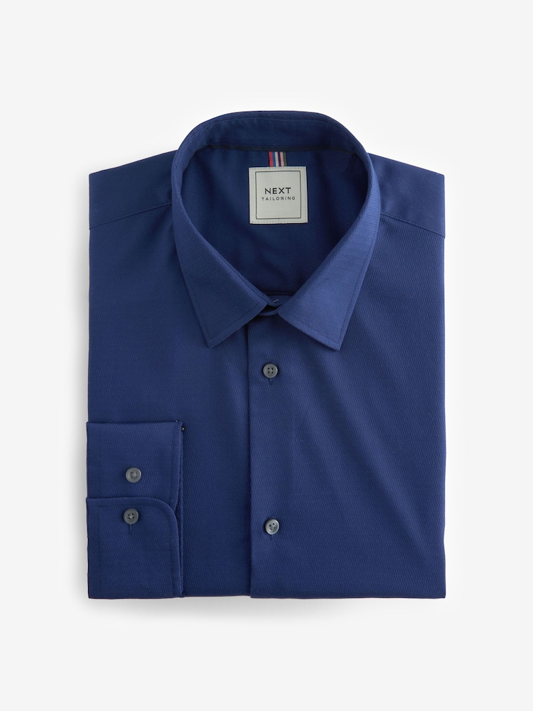 Sapphire Blue Regular Fit Easy Care Textured Single Cuff Smart Shirt - Image 7 of 8